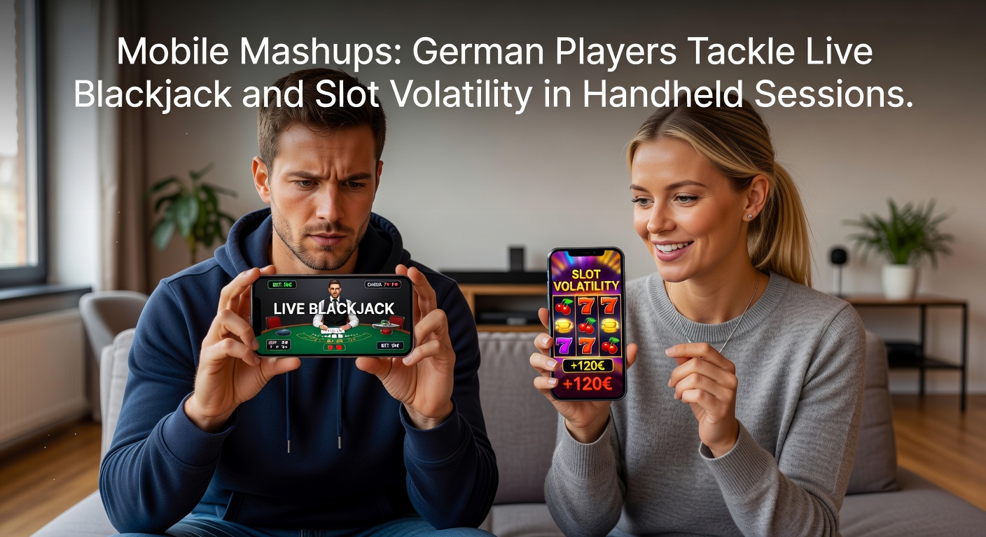 Deutsche Spieler halten Smartphones in der Hand, während sie Live-Blackjack und Slots in einer mobilen Session kombinieren, mit dynamischen Grafiken auf dem Bildschirm